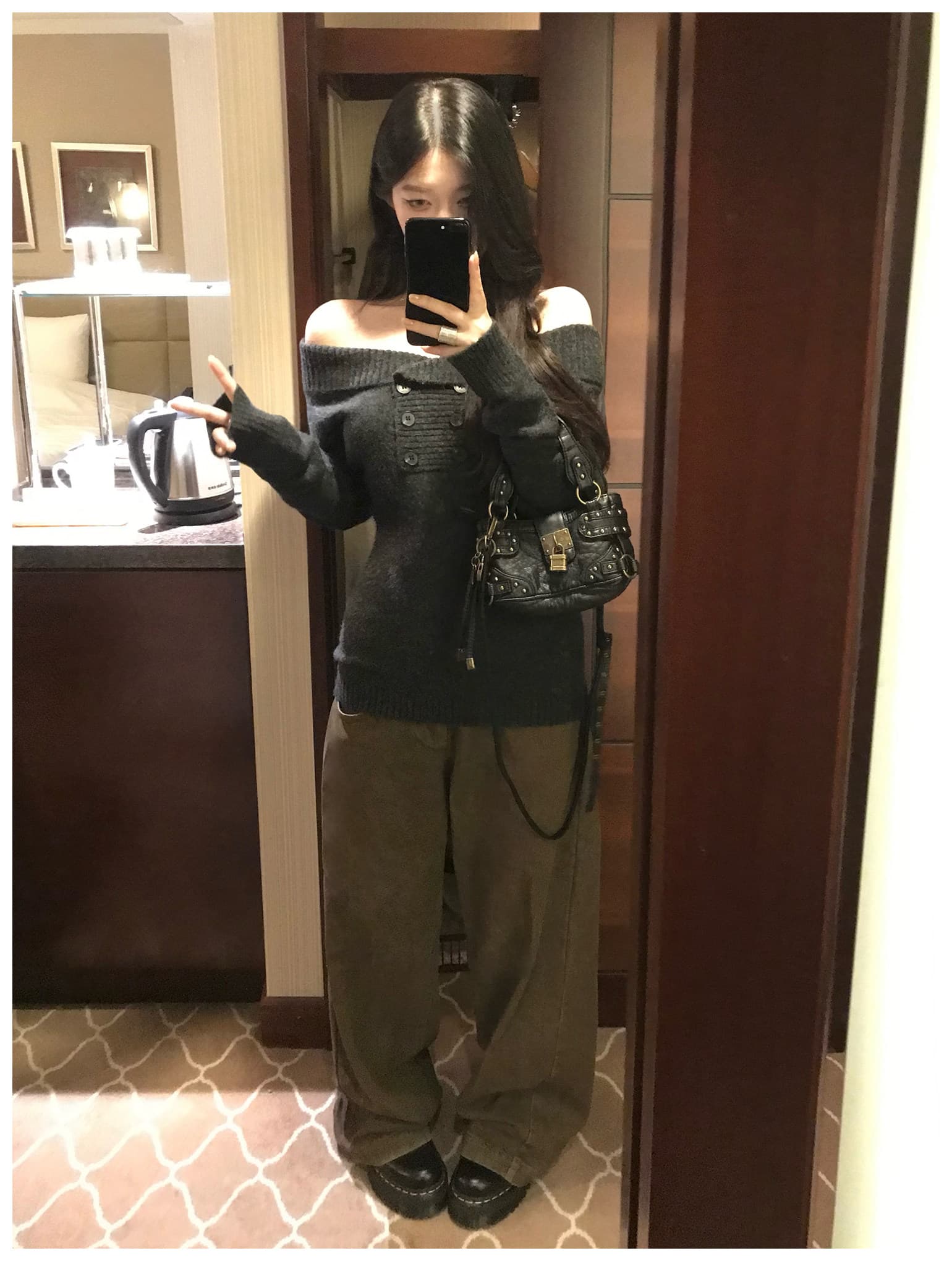 sheepland 높음 지혜 자매 한 부서 품격 오프숄더 양모 니트 스웨터 가을 핫걸 오프숄더 스웨터 맨위 상세 이미지 13