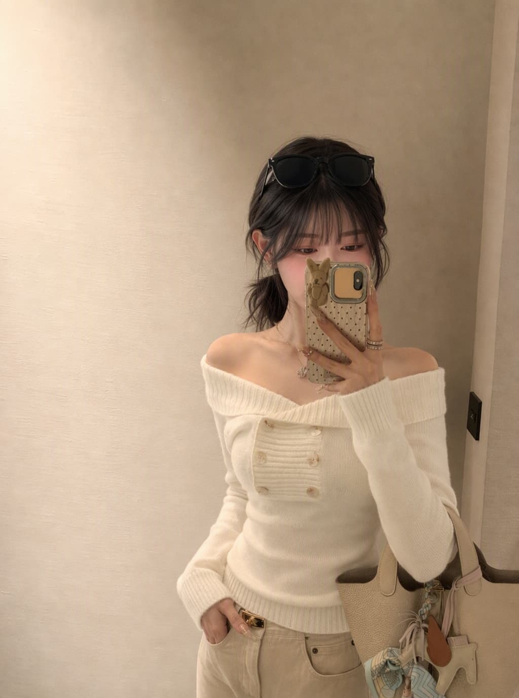 실사 한 부서 품격 오프숄더 양모 니트 스웨터 가을 핫걸 오프숄더 스웨터 맨위 상세 이미지 4