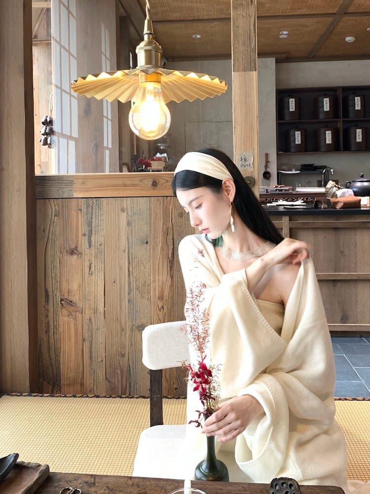 walkindark 이끼 색상 저녁 바람 높음 물품 무거운 작업 산양 캐시미어 고급 서있는 자르다 양 울 스웨터 세트 상세 이미지 50