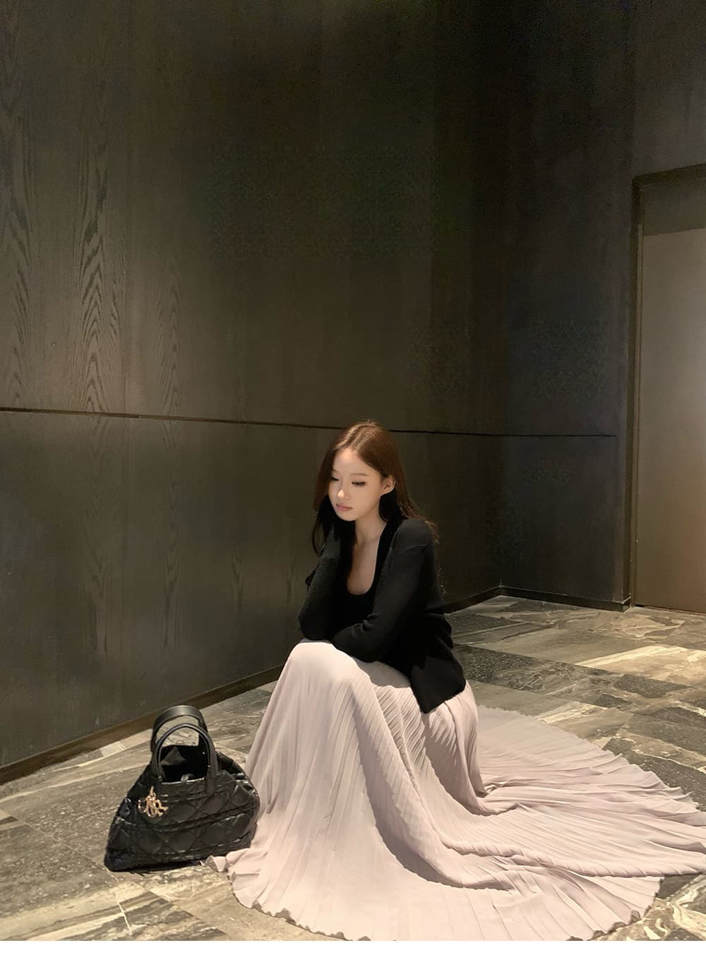 3종 세트 있음 선적 5werkwen soft 양모 오픈 가디건 와이드 어깨끈 슬립 반신 스커트 3종 세트 상세 이미지 7