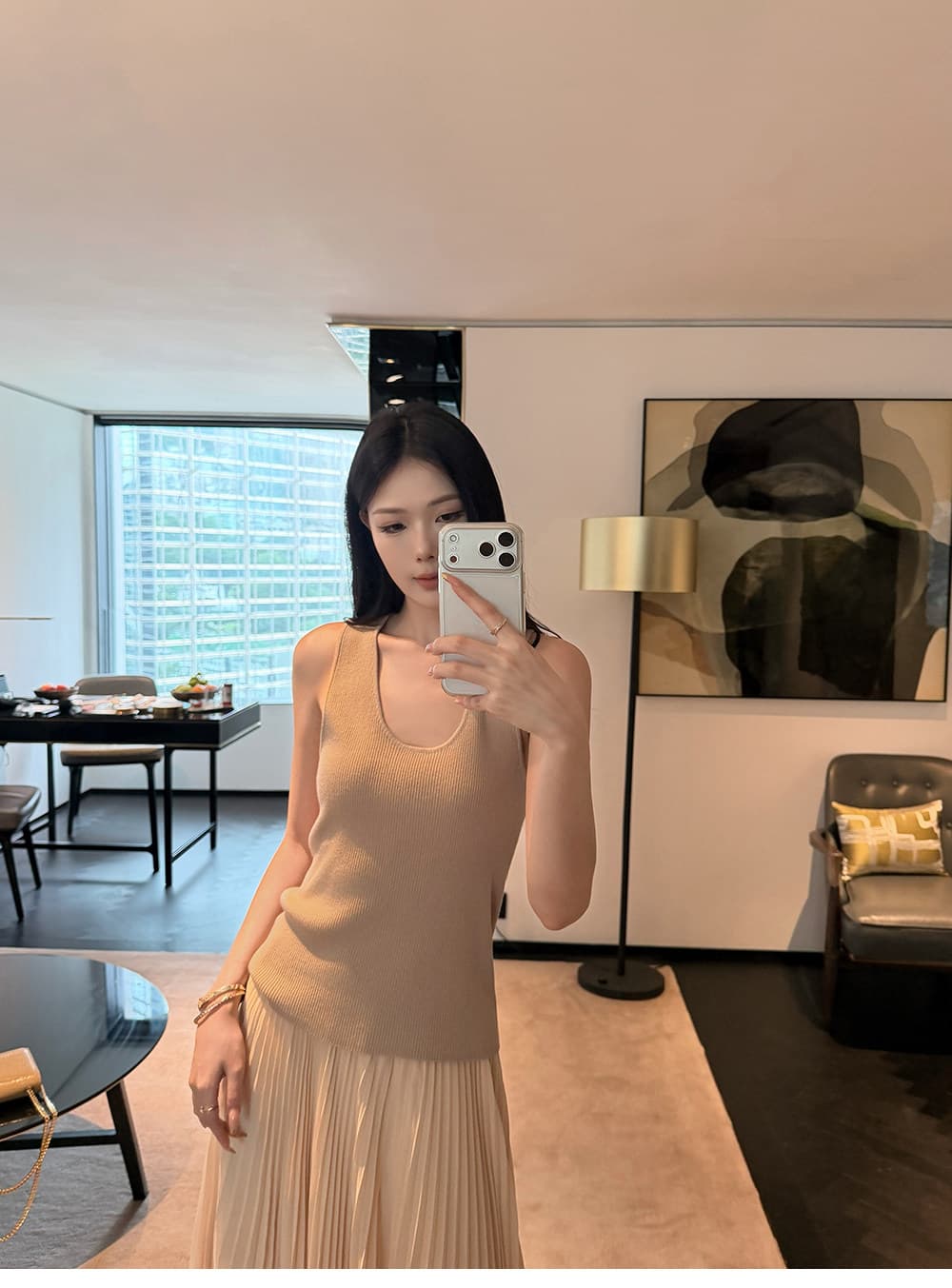 3종 세트 있음 선적 5werkwen soft 양모 오픈 가디건 와이드 어깨끈 슬립 반신 스커트 3종 세트 상세 이미지 21