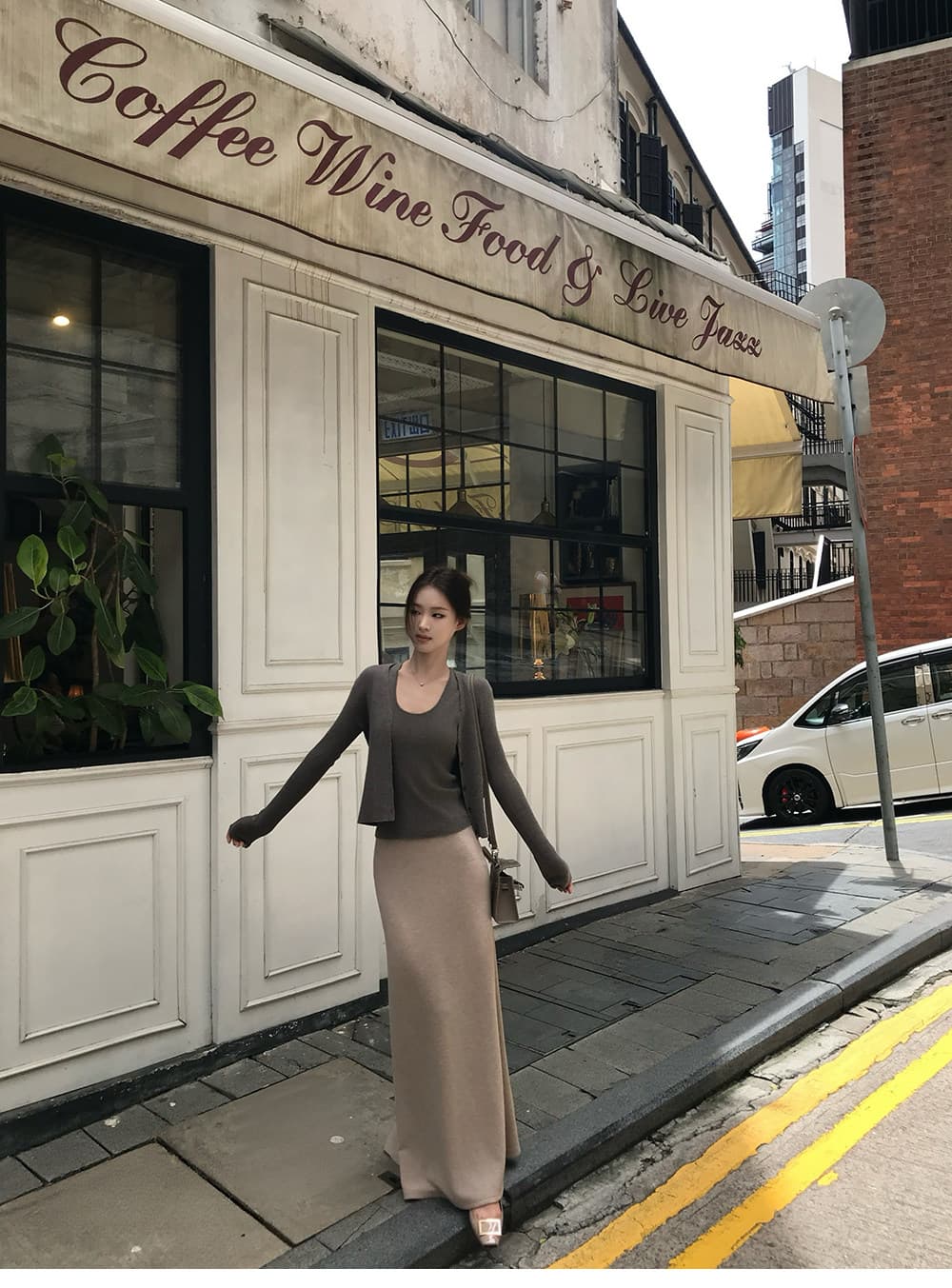 3종 세트 있음 선적 5werkwen soft 양모 오픈 가디건 와이드 어깨끈 슬립 반신 스커트 3종 세트 상세 이미지 36