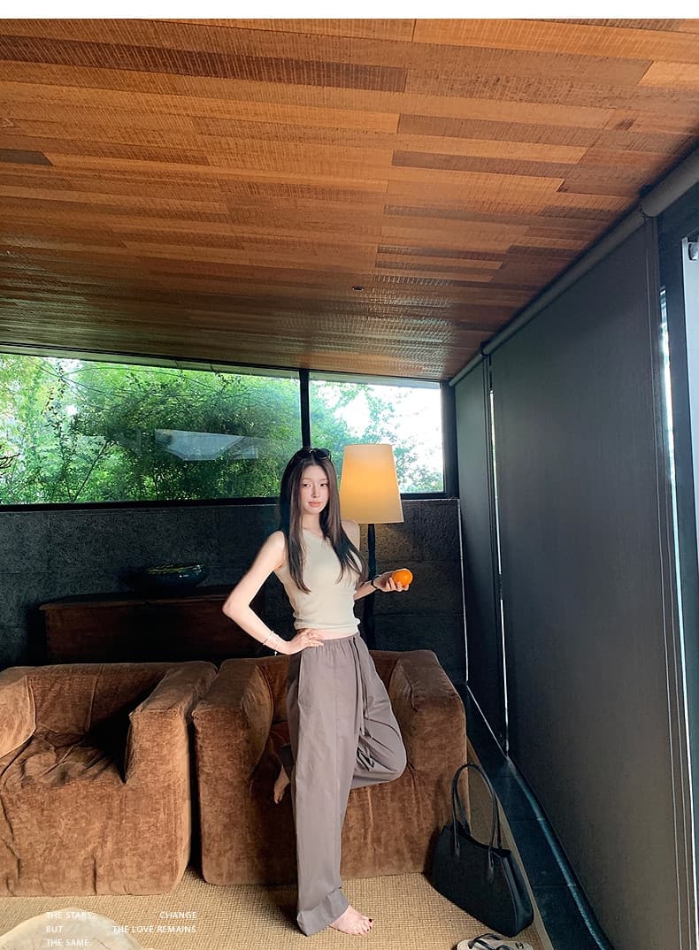 한여름 공기 바지 얇고 가벼운 통기성 봄 여름 편안함 슬림해 보이는 미니멀리즘 허리밴드 캐주얼 긴 바지 상세 이미지 23