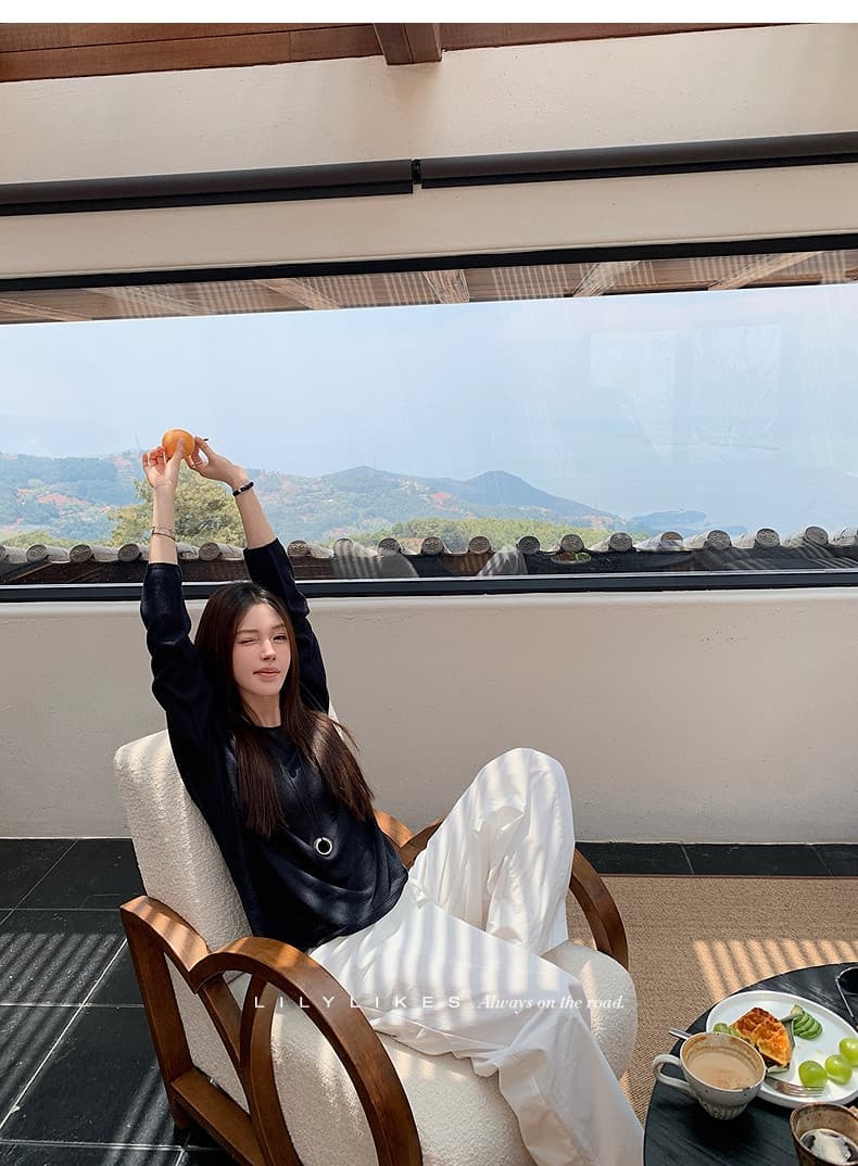 한여름 공기 바지 얇고 가벼운 통기성 봄 여름 편안함 슬림해 보이는 미니멀리즘 허리밴드 캐주얼 긴 바지 상세 이미지 48