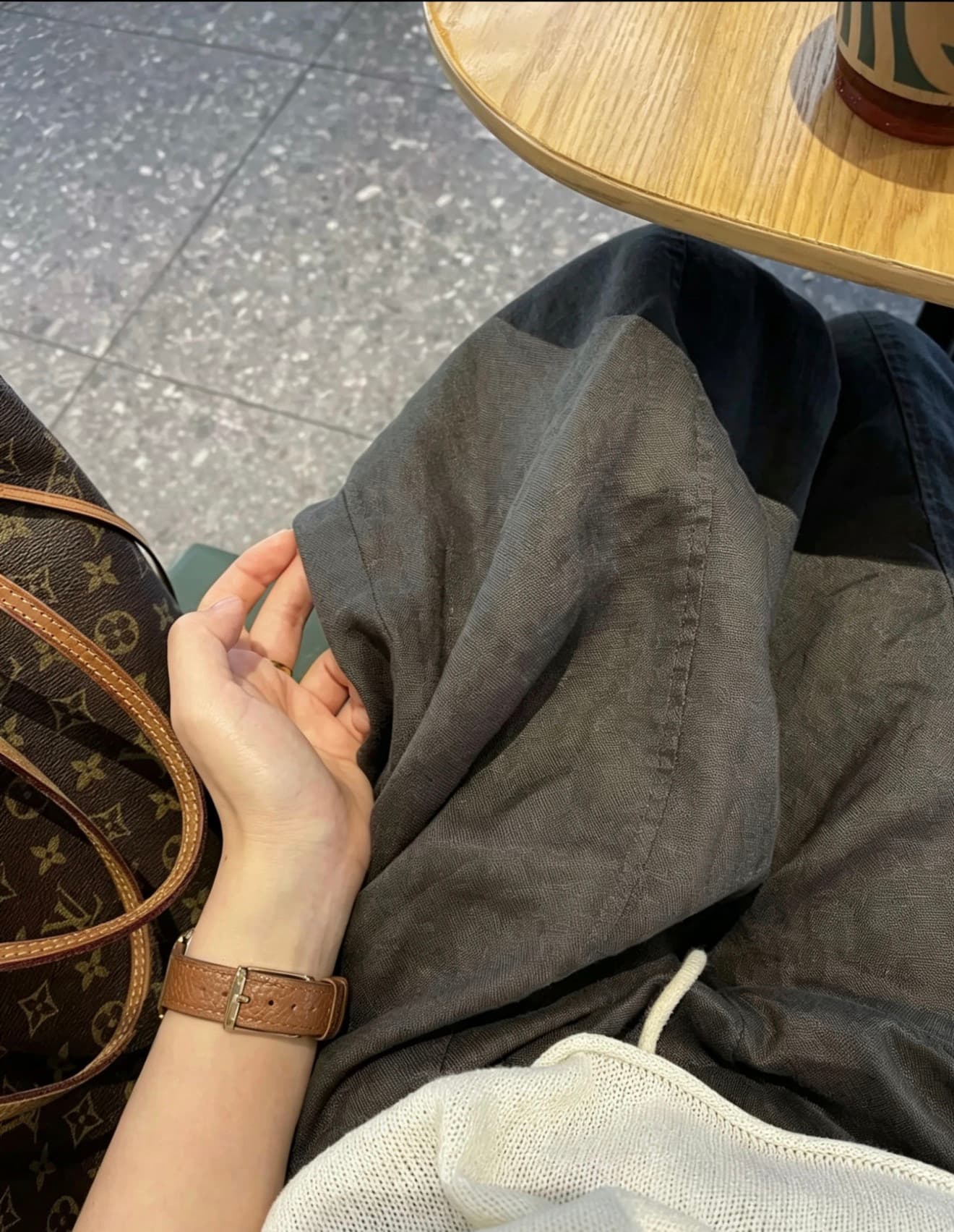 자연 아마 질감 모통이 칼 바지 한 부서 느긋한 바람 여름 출퇴근 이미지 2