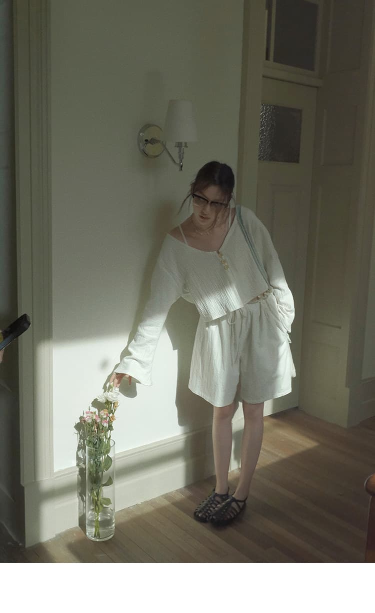 여름 차가운 센스 펌프 로프 루즈핏 반바지 여성 얇은 스타일 캐주얼 와이드 레그 팬츠 상세 이미지 35