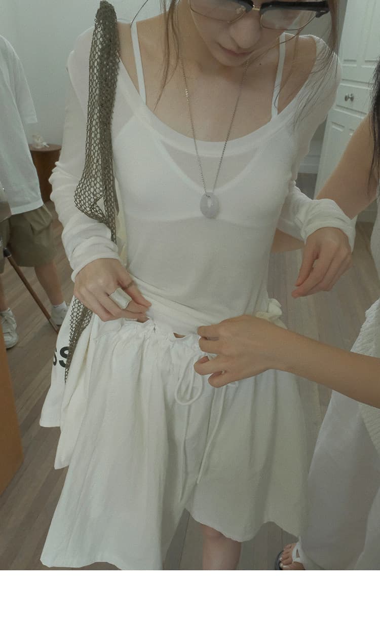 여름 차가운 센스 펌프 로프 루즈핏 반바지 여성 얇은 스타일 캐주얼 와이드 레그 팬츠 상세 이미지 50