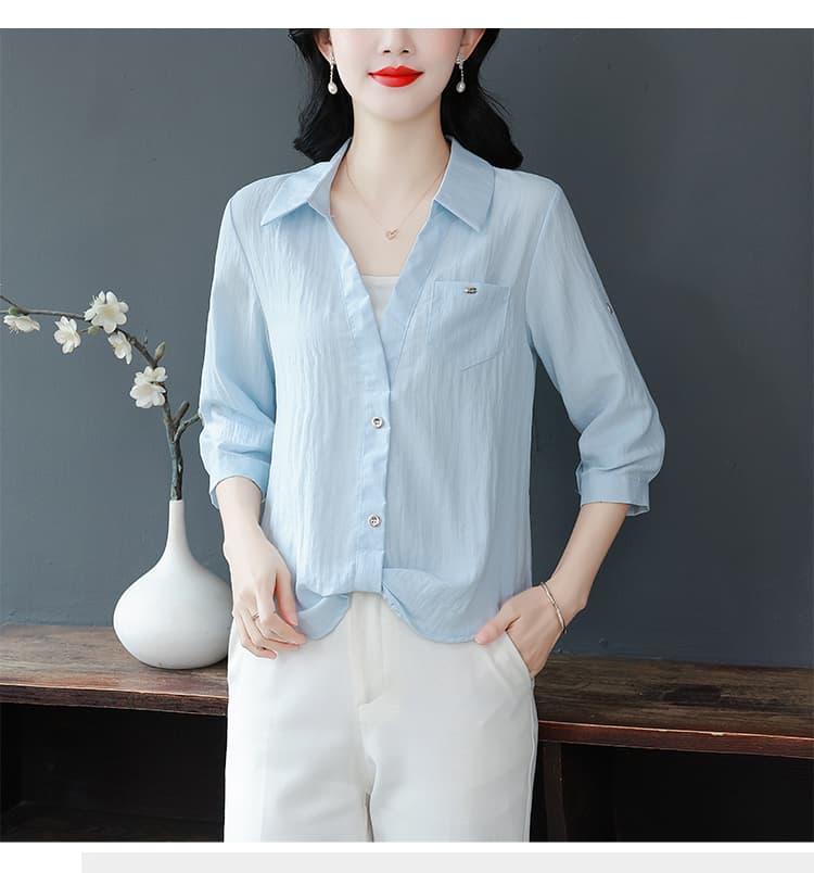 페이크 레이어드 새로운 polo 7 점 셔츠 봄 여름 프랑스식 사소한 연령 감소 품격 싱글 착용 Chic 고유 한 맨위 상세 이미지 15