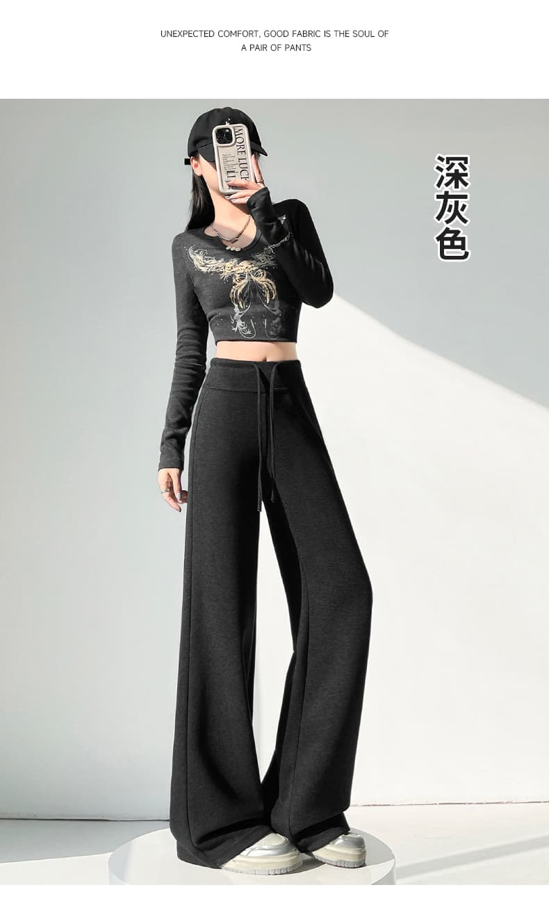 좁은 에디션 와이드 레깅스 바지 2026 봄 새로운 하이웨이스트 도루 센스 스트레이트 가면 바지 캐주얼 슬림해 보이는 요가 운동 바지 상세 이미지 25
