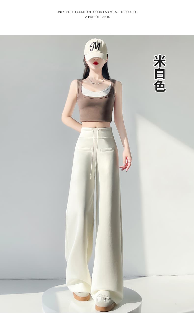 회색 찹쌀 와이드 레깅스 바지 봄 여름 2026 새로운 부츠컷 좁은 에디션 스트레이트 캐주얼 가면 운동 웨이 바지 상세 이미지 25