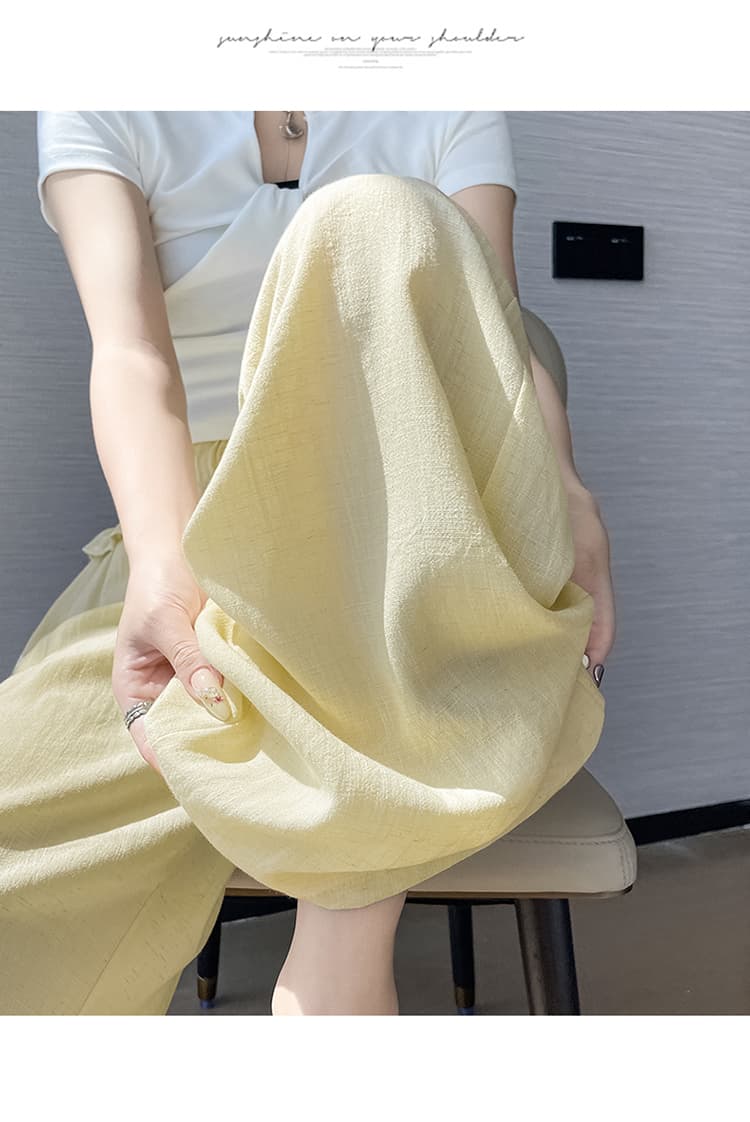 프릴 패치워크 랩스커트팬츠 바지 얼음 실크 와이드 레깅스 바지 여름 얇은 스타일 도루 센스 면 린넨 바지 하이웨이스트 캐주얼 스트레이트 팬츠 상세 이미지 48