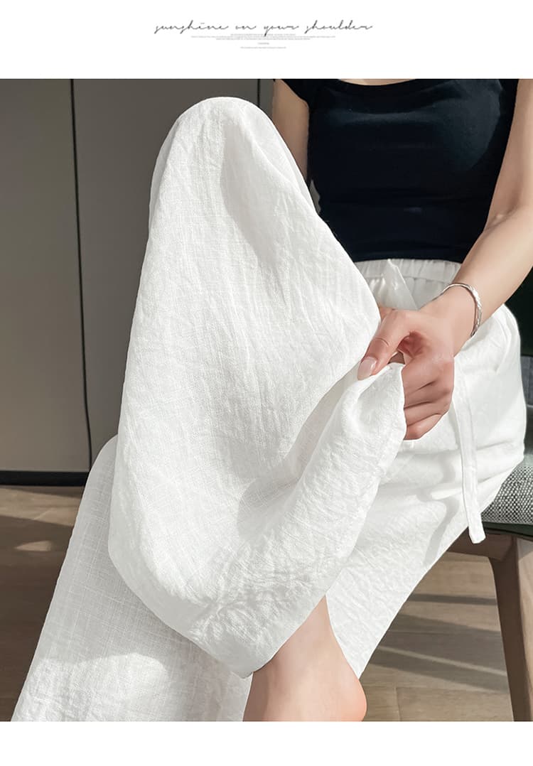 얼음 실크 넓은 다리 면 린넨 바지 여성 2026 여름 새로운 느긋한 도루 센스 차가운 바지 스트레이트 주간 실크 화이트 야마모토 바지 상세 이미지 31