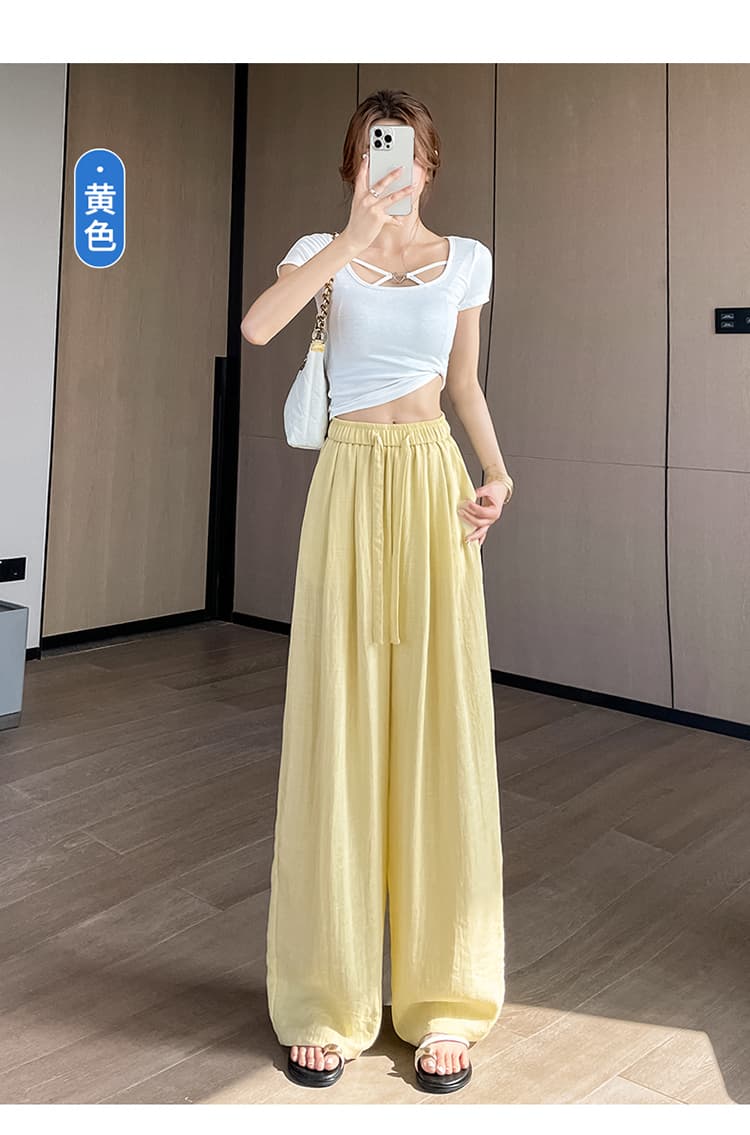 얼음 실크 넓은 다리 면 린넨 바지 여성 2026 여름 새로운 느긋한 도루 센스 차가운 바지 스트레이트 주간 실크 화이트 야마모토 바지 상세 이미지 37