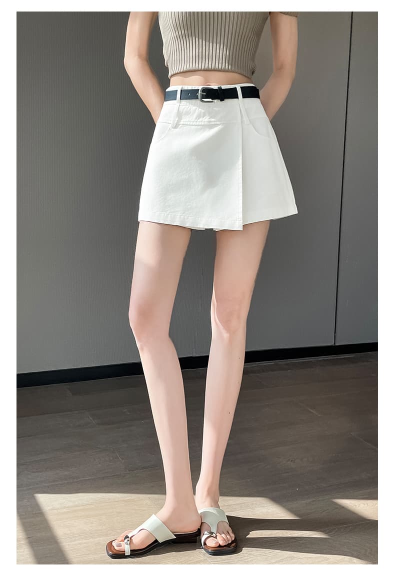 한 부서 불규칙 반신 치마바지 여성 여름 하이웨이스트 한 마디 반바지 루즈핏 표지 고기 슬림해 보이는 다용도 캐주얼 와이드 레그 팬츠 상세 이미지 28