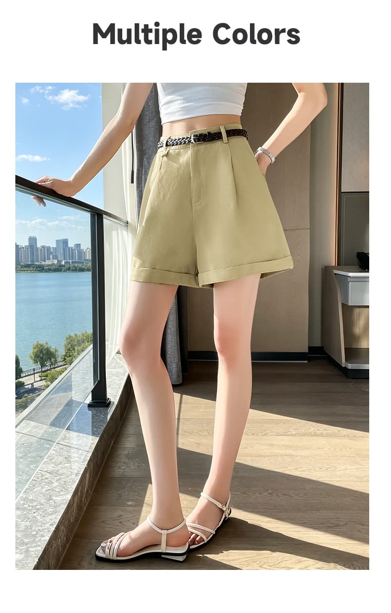 검정색 정장 반바지 여성 여름 얇은 스타일 하이웨이스트 워크웨어 한 마디 와이드 레그 팬츠 다용도 볼륨 측면 캐주얼 루즈핏 핫 바지 상세 이미지 31