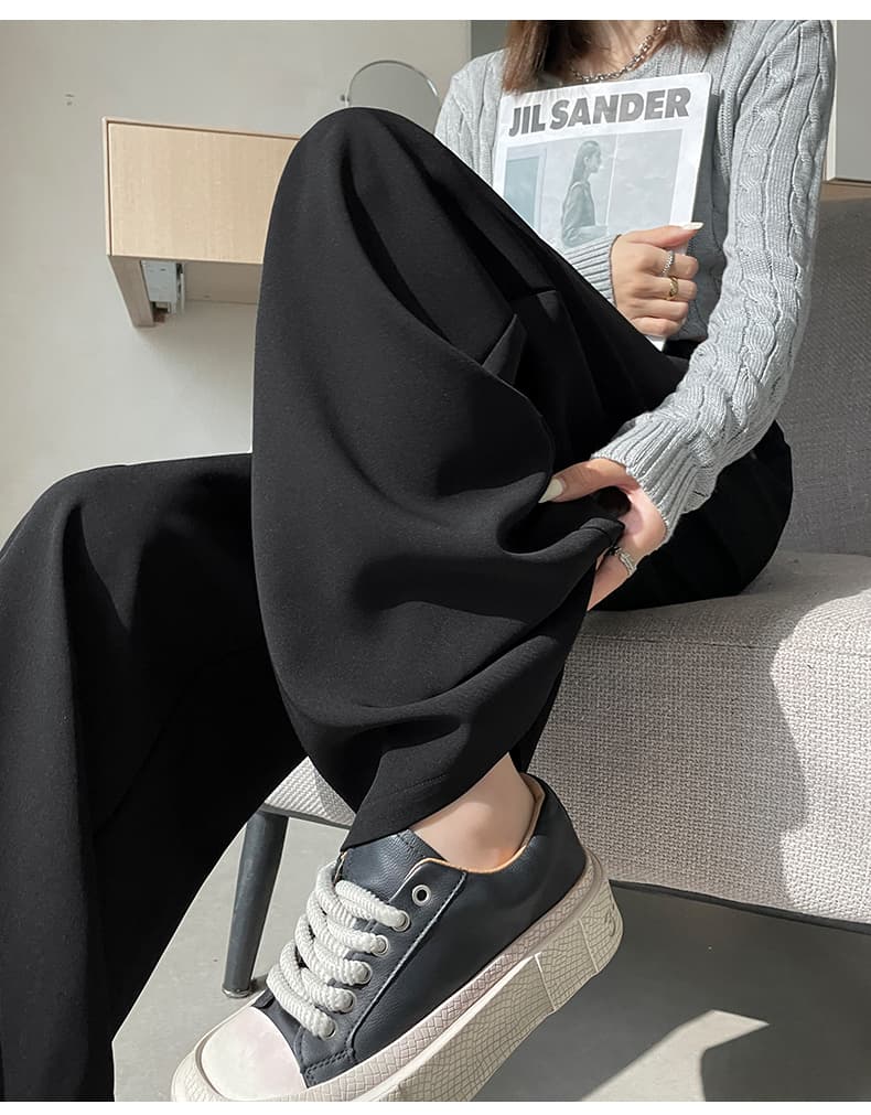 앤 코라 빨간색 정장 와이드 레깅스 바지 봄 여름 새로운 하이웨이스트 도루 센스 슬림해 보이는 캐주얼 바닥 청소 좁은 에디션 스트레이트 긴 바지 상세 이미지 32