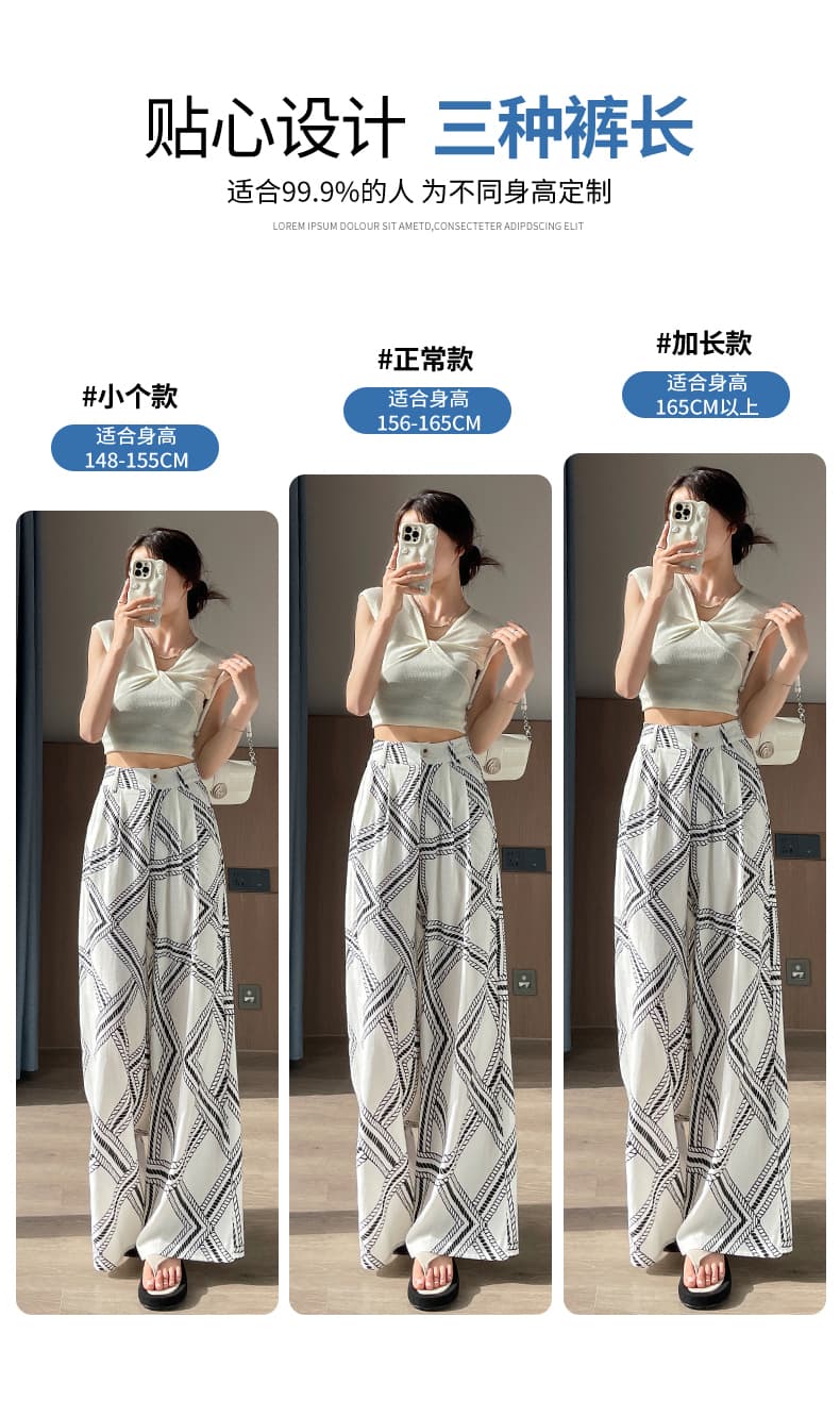 오래된 돈 바람 품격 루즈핏 넓은 다리 캐주얼 바지 여성 여름 얇은 스타일 면 린넨 프린트 느긋한 레트로 아마 바닥 청소 바지 상세 이미지 6