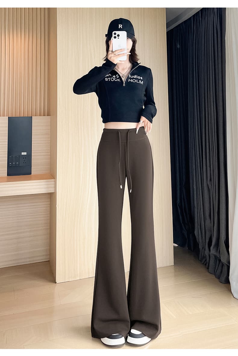회색 부츠컷 운동 웨이 바지 여성 가을 여름 섹션 하이웨이스트 좁은 에디션 캐주얼 호스 슈 바지 신축성 몸매 가꾸기 슬림해 보이는 요가 바지 상세 이미지 47