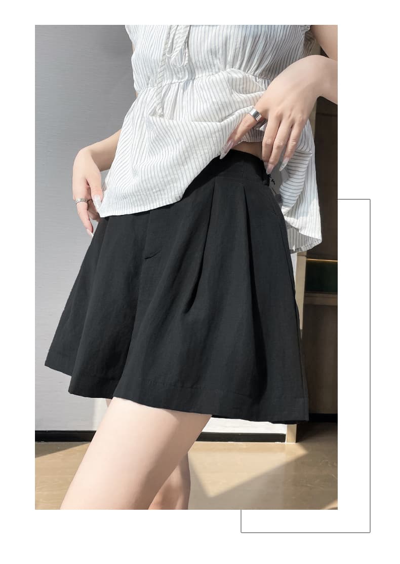 얼음 실크 아마 정장 반바지 여성 여름 얇은 스타일 루즈핏 한 마디 넓은 다리 면 린넨 오부 바지 외출용 캐주얼 치마바지 상세 이미지 30
