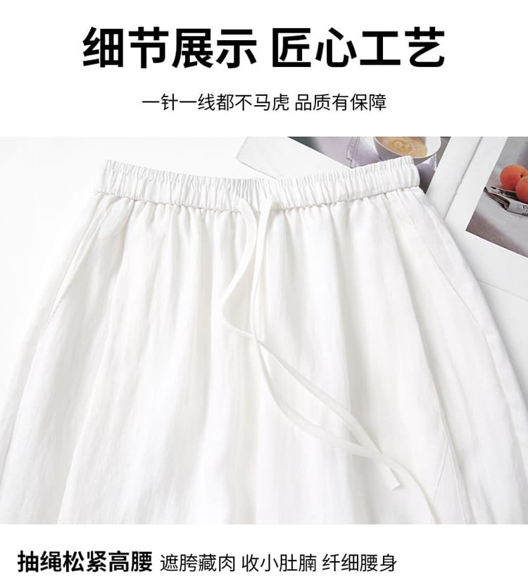 한국 스타일 레이스 조각 얼음 실크 면 린넨 넓은 다리 배기 바지 여성 여름 얇은 스타일 하이웨이스트 루즈핏 9 포인트 캐주얼 꽃밭 바지 상세 이미지 11