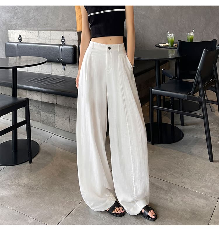 라이 경기 서울 주간 실크 아마 바지 아이들 여름 얇은 스타일 2026 새로운 도루 센스 오래된 돈 바람 와이드 레그 팬츠 스트레이트 정장 바지 상세 이미지 15