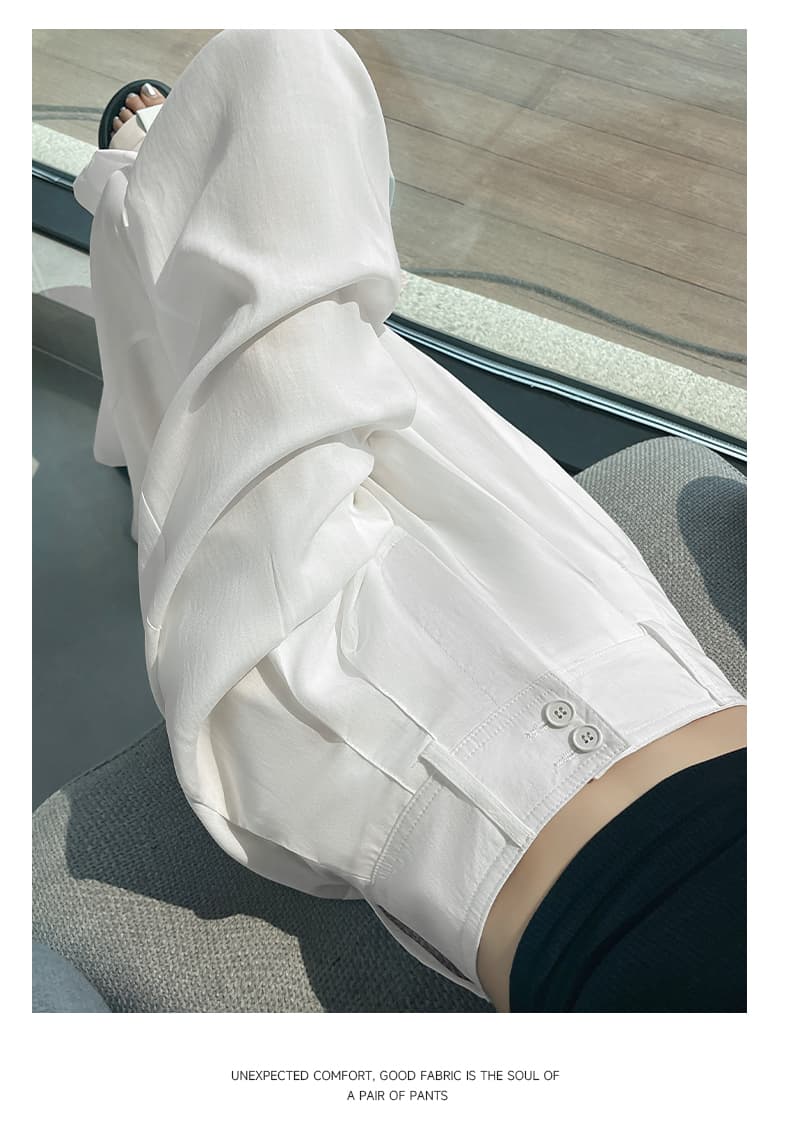 아마 와이드 레깅스 바지 2026 여름 얇은 스타일 하이웨이스트 도루 센스 캐주얼 스트레이트 팬츠 느긋한 오래된 돈 느슨함 정장 바지 상세 이미지 31