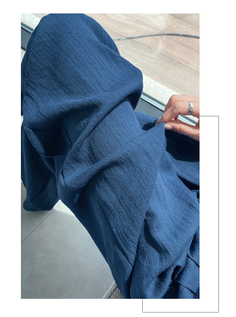 검정색 면 린넨 와이드 레깅스 바지 여름 새로운 하이웨이스트 플리츠 슬림해 보이는 정장 바지 오래된 돈 도루 센스 스트레이트 캐주얼 바지 상세 이미지 31