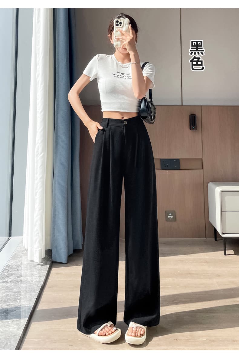 화이트 주간 실크 아마 바지 아이들 여름 얇고 가벼운 자외선 차단 넓은 다리 스트레이트 얼음 실크 면 린넨 정장 바지 캐주얼 긴 바지 상세 이미지 36