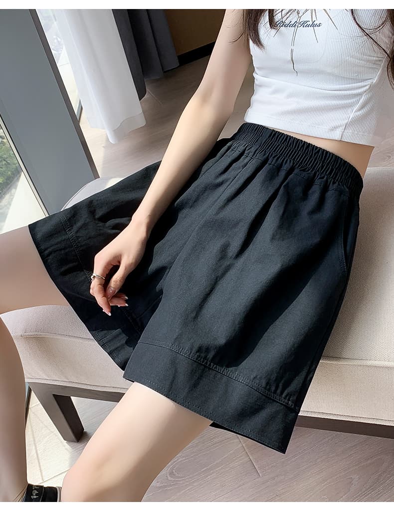 워싱 면 린넨 워크웨어 반바지 여성 외출용 여름 루즈핏 작은 키 허리밴드 운동 캐주얼 다용도 오부 바지 상세 이미지 21