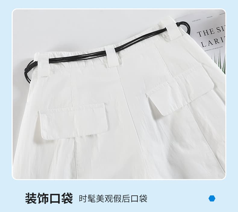 화이트 얼음 실크 속도 건조한 모통이 칼 바지 여성 여름 얇은 스타일 느긋한 캐주얼 바지 루즈핏 에어컨 차가운 자외선 차단 와이드 레그 팬츠 상세 이미지 22