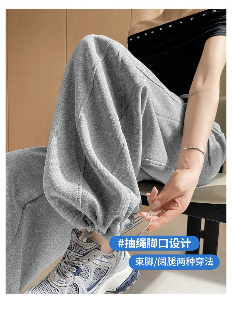 회색 운동 바지 여성 가을 2026 새로운 조거 루즈핏 캐주얼 넓은 다리 웨이 바지 아메리칸 바닥 청소 모통이 칼 바지 상세 이미지 3