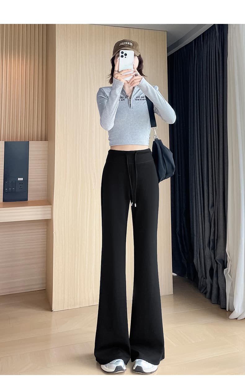 부츠컷 운동 바지 여성 가을 2026 새로운 하이웨이스트 넓은 다리 나팔 바지 도루 센스 캐주얼 작은 키 요가 웨이 바지 상세 이미지 41