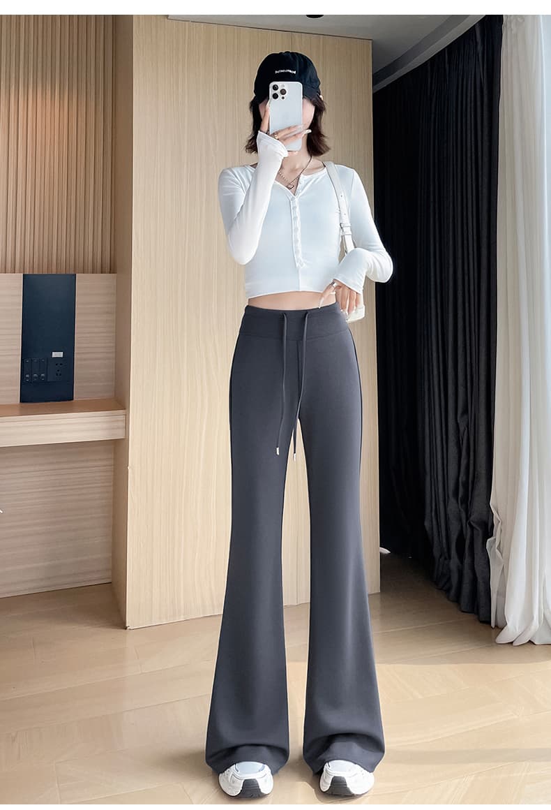 부츠컷 운동 바지 여성 가을 2026 새로운 하이웨이스트 넓은 다리 나팔 바지 도루 센스 캐주얼 작은 키 요가 웨이 바지 상세 이미지 43