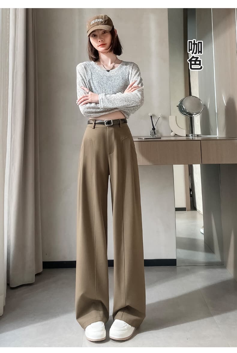 회색 정장 바지 여성 가을 2026 섹션 바나나 낫 바지 하이웨이스트 도루 센스 캐주얼 스트레이트 팬츠 좁은 에디션 와이드 레그 팬츠 상세 이미지 36
