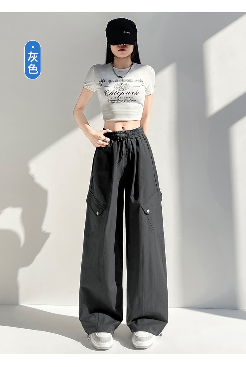 아메리칸 넓은 다리 낙하산 병 워크웨어 팬츠 여성 가을 새로운 야외 스포츠 등산 바지 캐주얼 하이웨이스트 조거 스트레이트 팬츠 상세 이미지 39