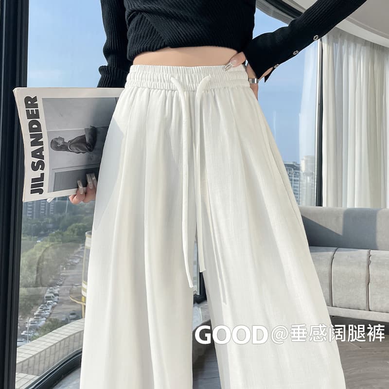 커피 색상 오래된 돈 바람 모방 데님 와이드 레깅스 바지 가을 새로운 하이웨이스트 도루 가을 센스 슬림해 보이는 느긋한 캐주얼 바닥 청소 바지 이미지 5