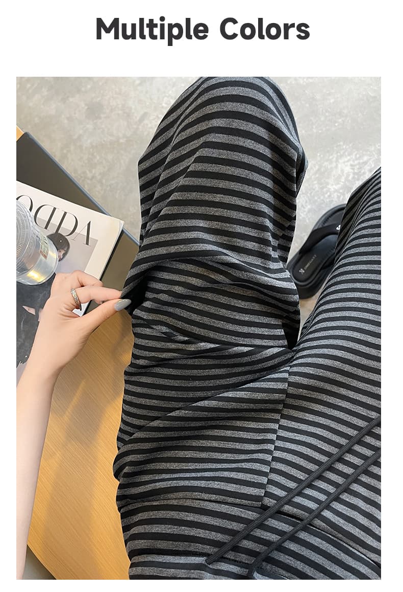 스트라이프 니트 와이드 레깅스 바지 가을 새로운 하이웨이스트 펌프 로프 운동 바지 느긋한 바람 루즈핏 도루 센스 캐주얼 긴 바지 상세 이미지 27