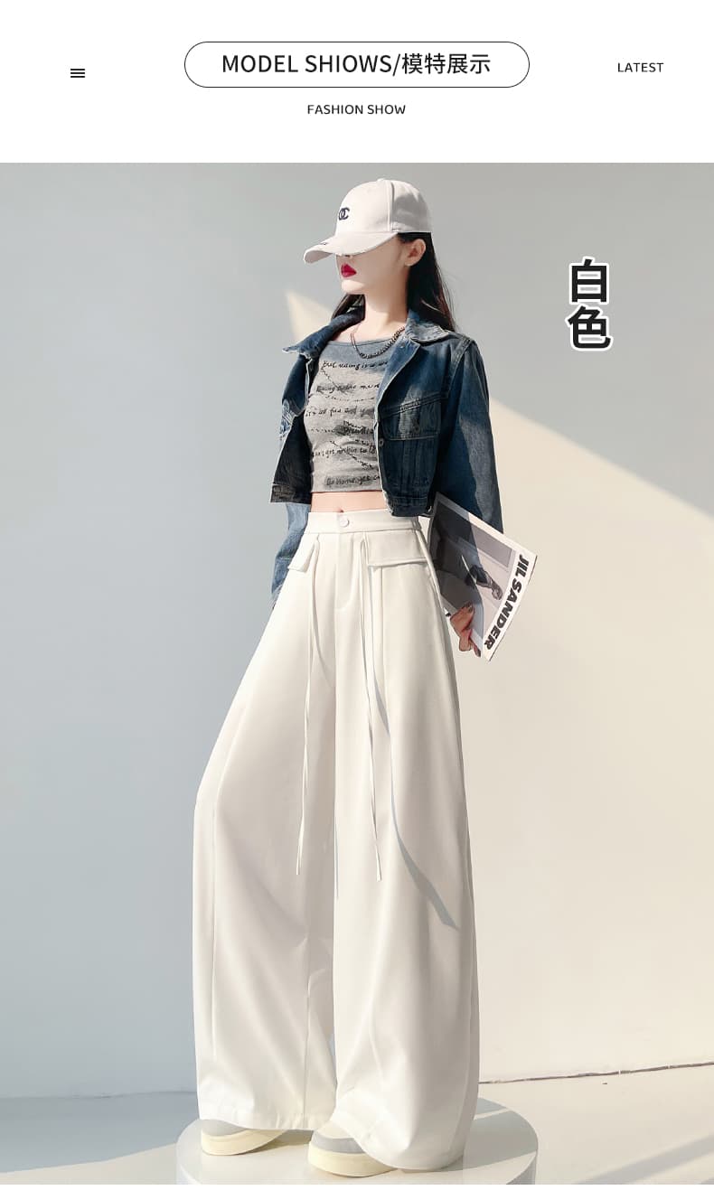 한 부서 디자인 센스 작은 방귀 커튼 정장 와이드 레깅스 바지 2026 가을 새로운 하이웨이스트 캐주얼 스트레이트 모통이 칼 바지 상세 이미지 23