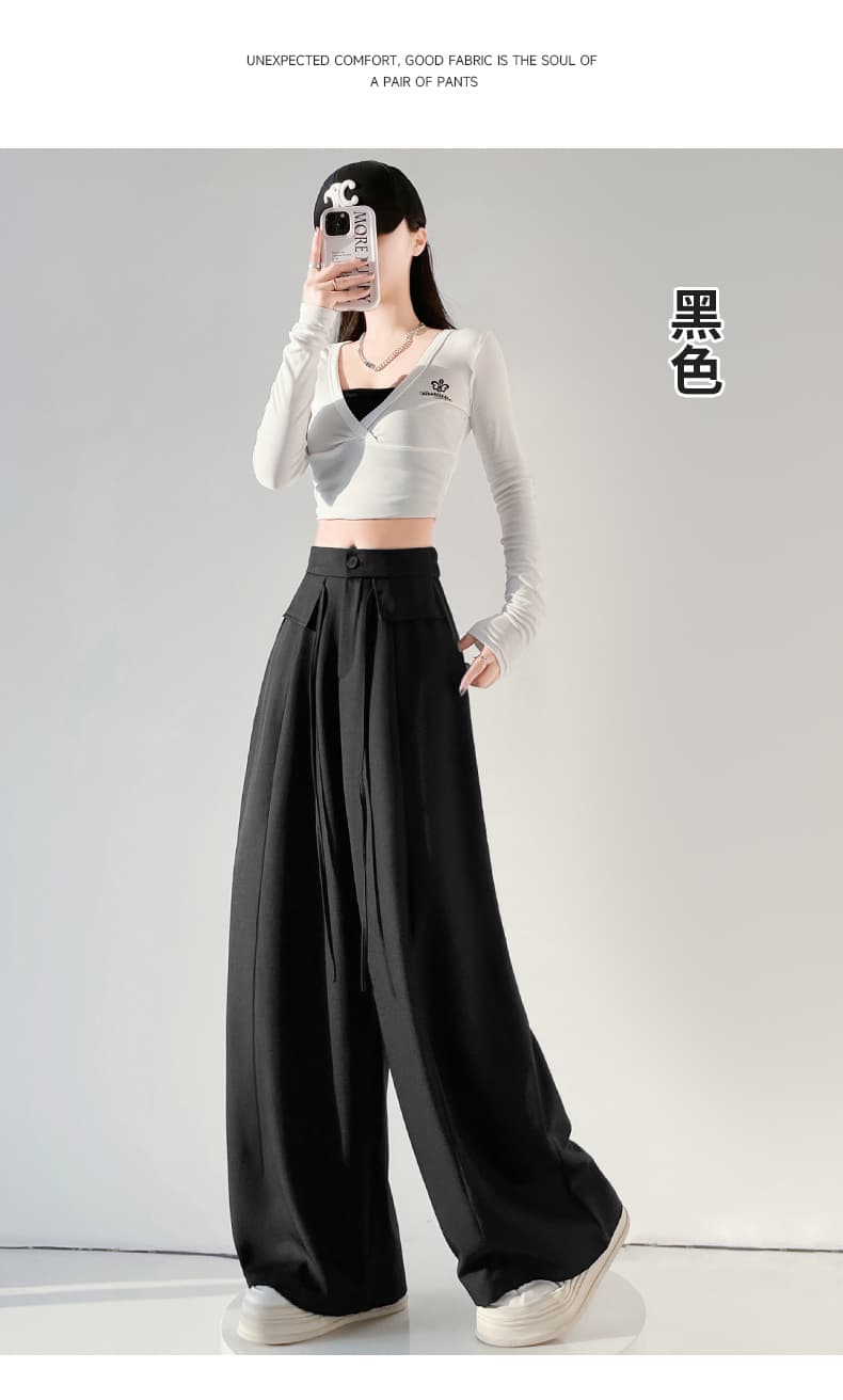 한 부서 디자인 센스 작은 방귀 커튼 정장 와이드 레깅스 바지 2026 가을 새로운 하이웨이스트 캐주얼 스트레이트 모통이 칼 바지 상세 이미지 26