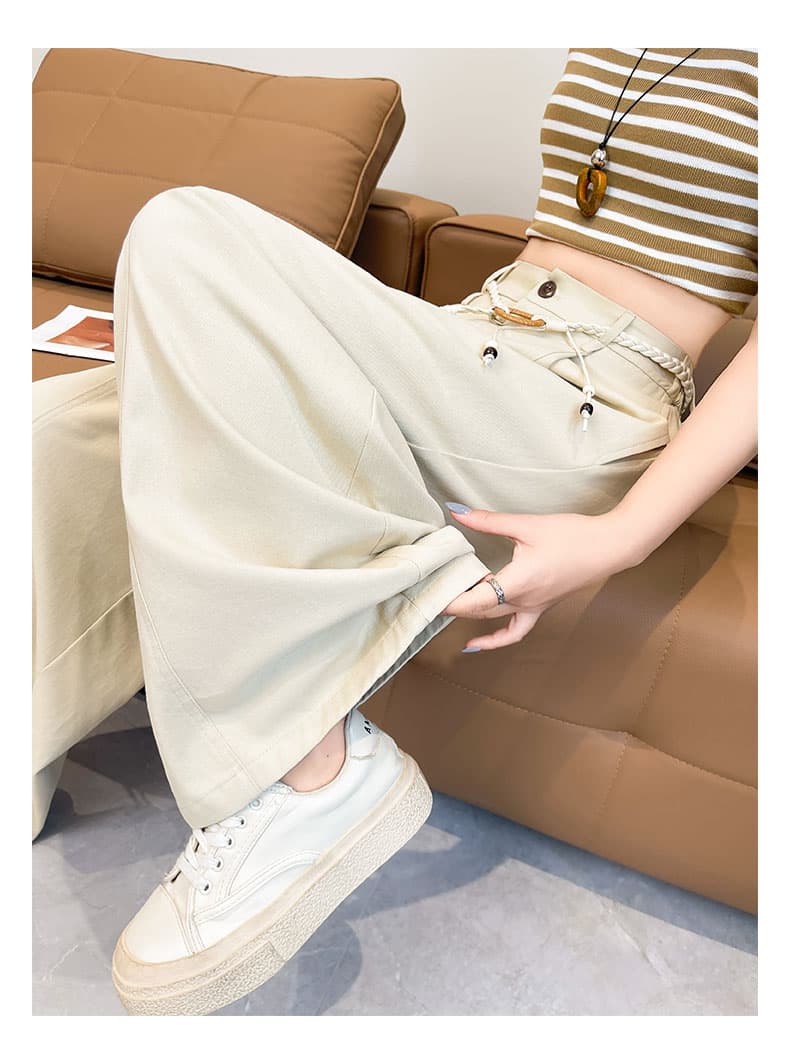 캐주얼 와이드 레깅스 바지 가을 새로운 밴딩 등 허리 디자인 센스 스트레이트 팬츠 루즈핏 느긋한 바람 슬림해 보이는 야마모토 바지 상세 이미지 20