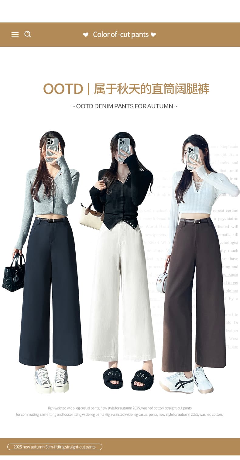 9 포인트 스트레이트 팬츠 여성 가을 새로운 루즈핏 느긋한 느슨함 센스 캐주얼 와이드 레그 팬츠 다용도 하이웨이스트 워크웨어 바지 상세 이미지 19