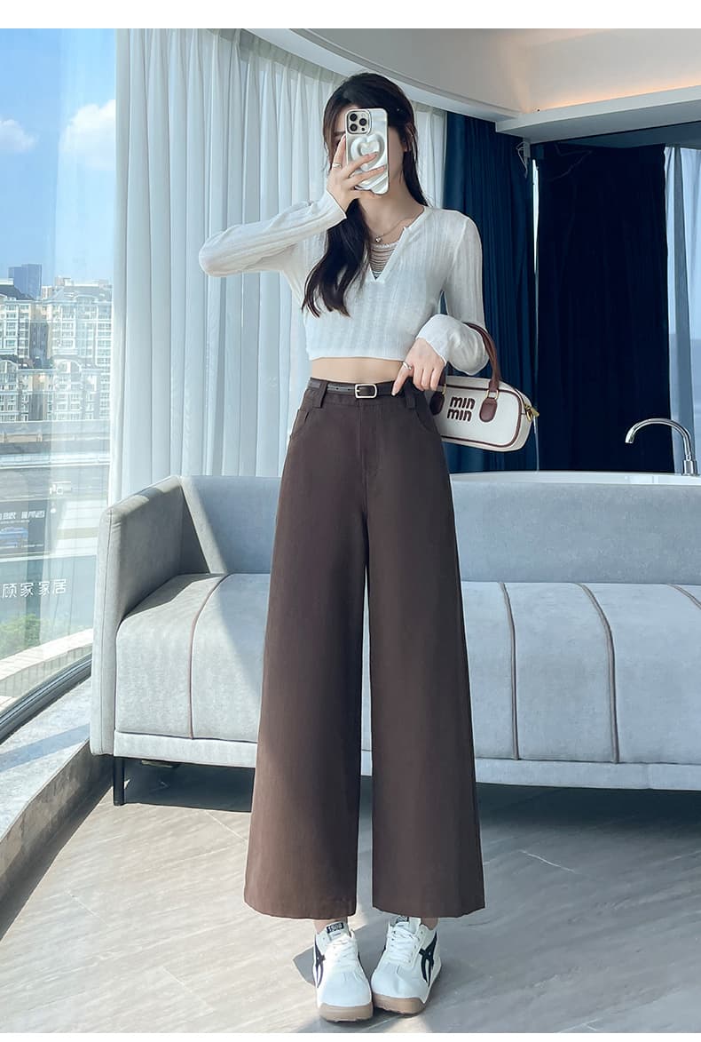 9 포인트 스트레이트 팬츠 여성 가을 새로운 루즈핏 느긋한 느슨함 센스 캐주얼 와이드 레그 팬츠 다용도 하이웨이스트 워크웨어 바지 상세 이미지 31