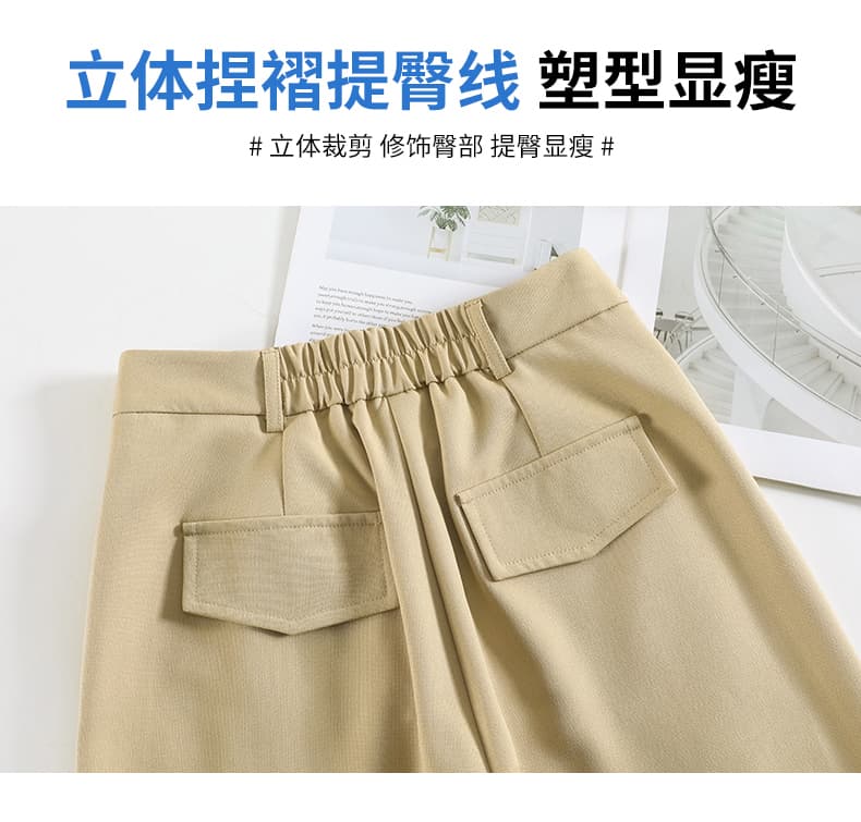 카키 색 캐주얼 스트레이트 팬츠 여성 2026 가을 새로운 루즈핏 느긋한 바람 와이드 레그 팬츠 하이웨이스트 좁은 에디션 정장 바지 상세 이미지 27