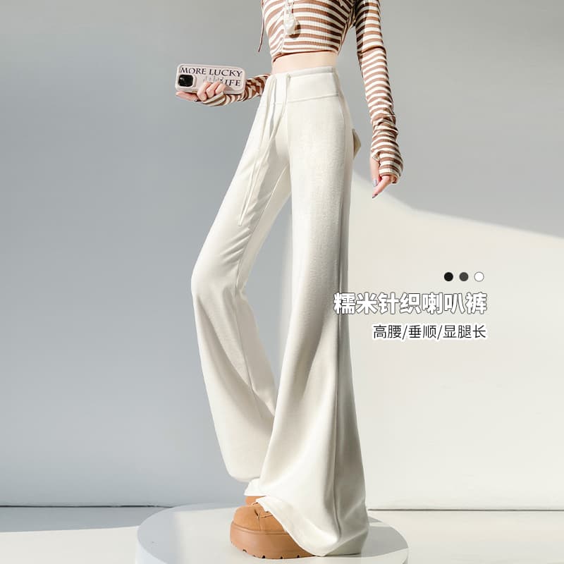 어두운 회색 넓은 다리 플레어 바지 가을 섹션 하이웨이스트 도루 센스 요가 운동 웨이 바지 캐주얼 부츠컷 찹쌀 바지 이미지 4
