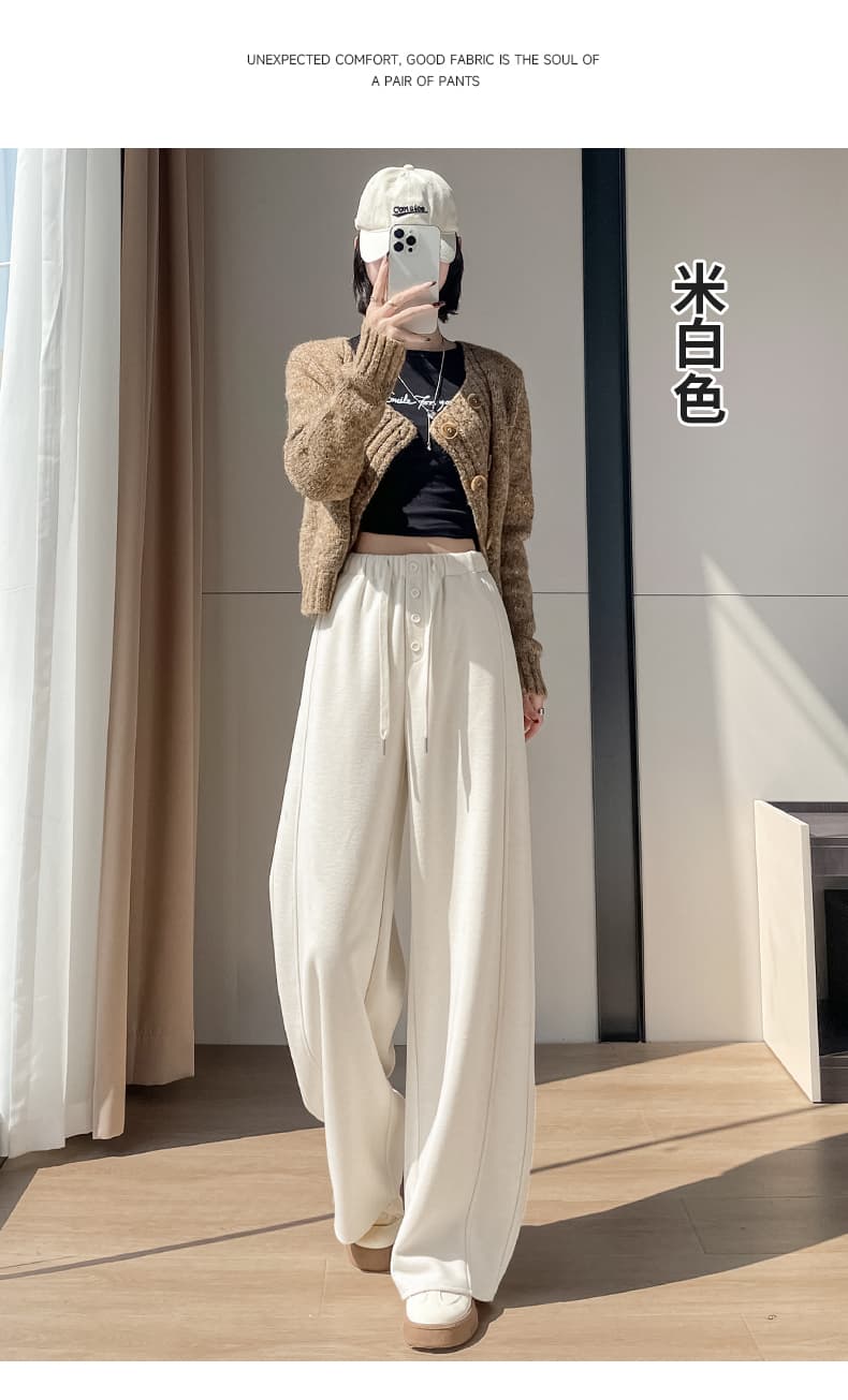 아세트산 양모 모통이 칼 찹쌀 바지 여성 2026 가을 겨울 웨이 바지 허리밴드 패션 다용도 두꺼운 모통이 칼 캐주얼 바지 상세 이미지 37