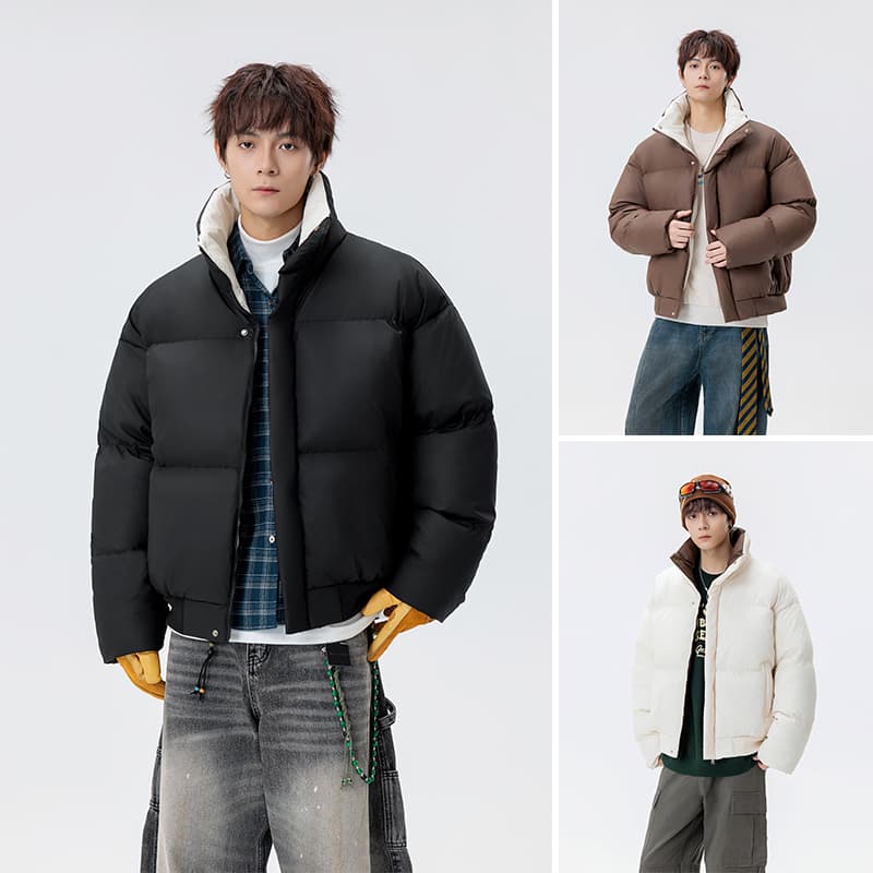 PU 가죽 면 옷 남자 스탠드 칼라 패딩 재킷 한국 스타일 남녀 같은 단락 Parker 서비스 플러스 면 감기 예방 두꺼운 목화 진딧물 남자 보온