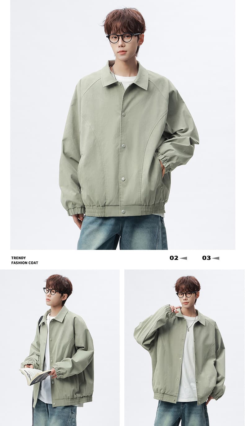 봄 새로운 남성 의류 가을 워크웨어 폴로 칼라 재킷 루즈핏 오픈 가디건 조수 브랜드 재킷 상세 이미지 18