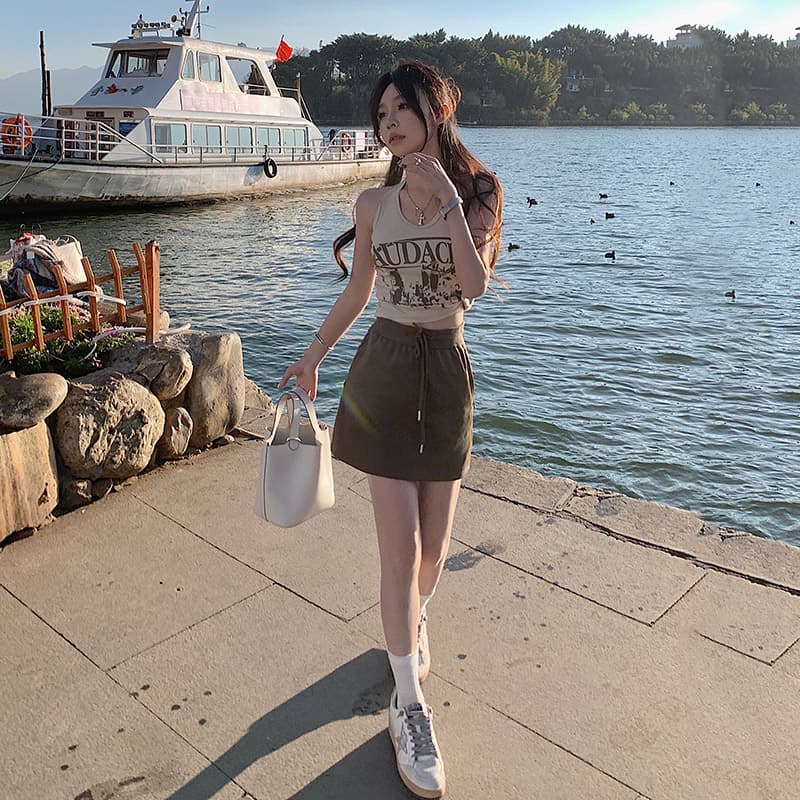 실사 달콤한 매운맛 바람 펌프 로프 운동 다용도 타이트 스커트 미니 스커트 여성 이미지 3