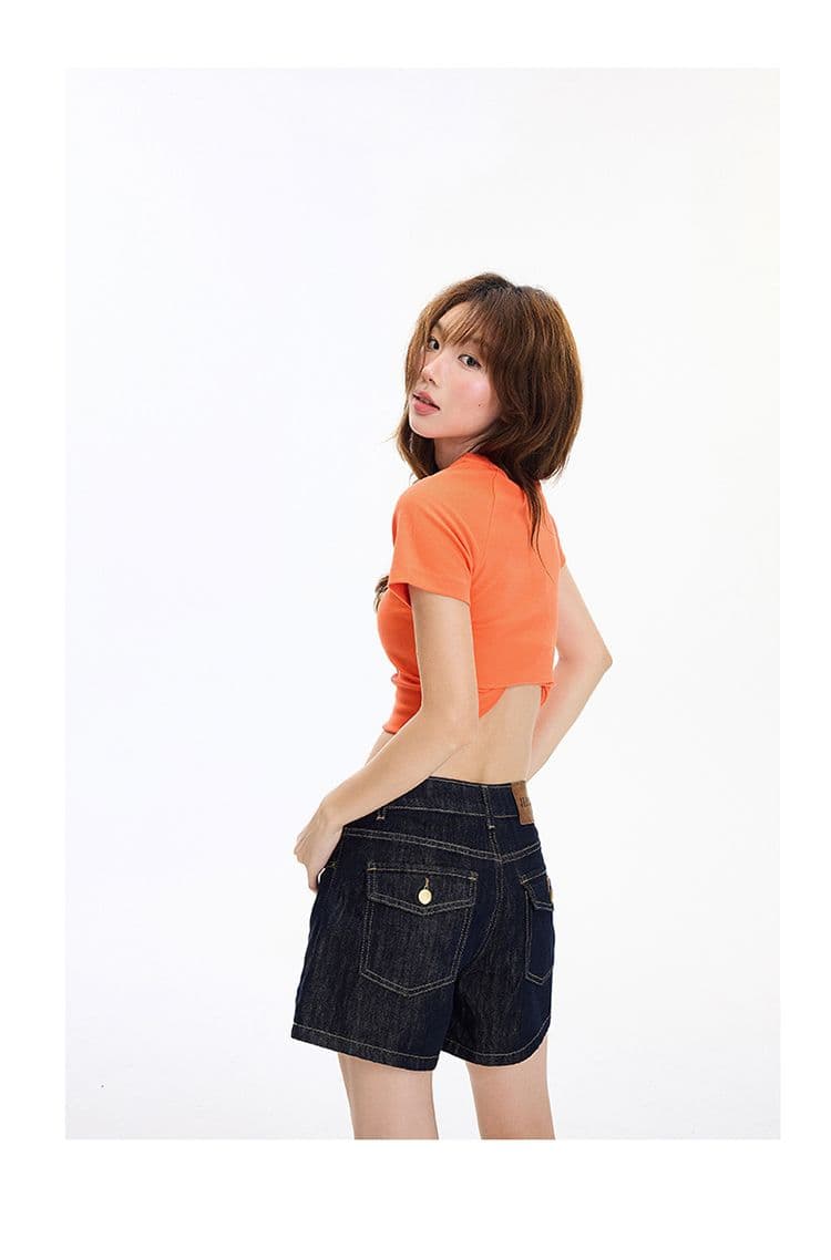 실사 아메리칸 레트로 하이웨이스트 루즈핏 반바지 다용도 슬림해 보이는 여름 새로운 스트레이트 청바지 여성 상세 이미지 13