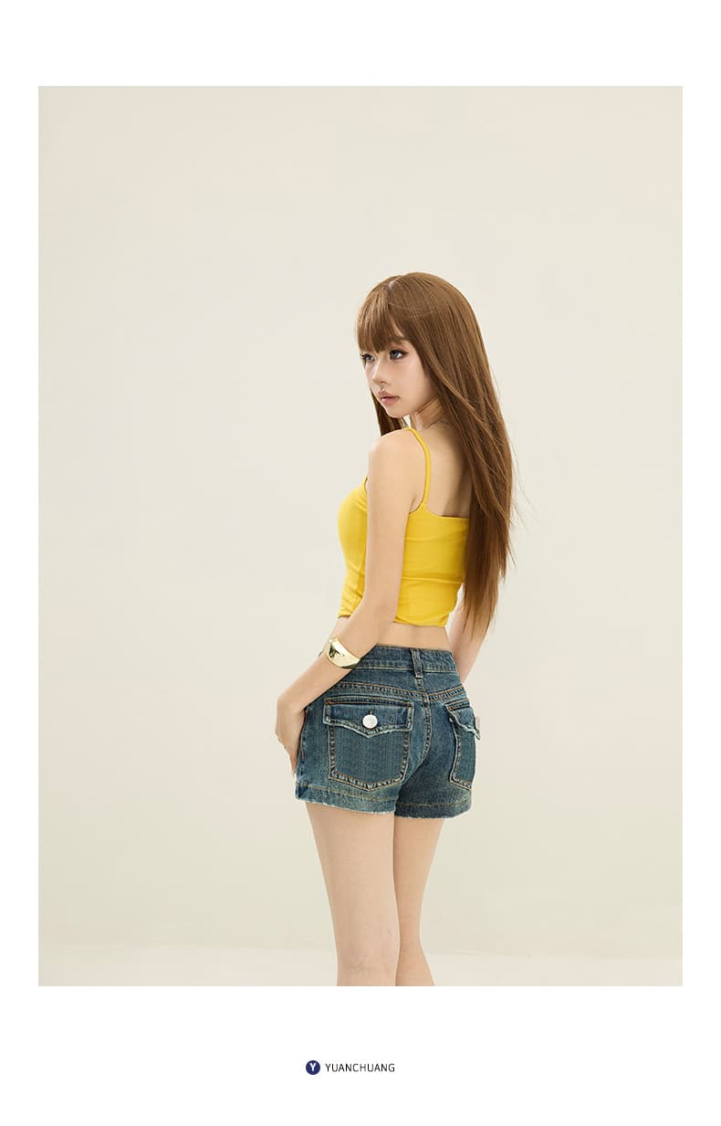 실사 아메리칸 레트로 마 오래된 핫걸 다용도 몸매 가꾸기 슬림해 보이는 대나무 곡물 반바지 타이트 스커트 여름 청바지 여성 새로운 상세 이미지 13